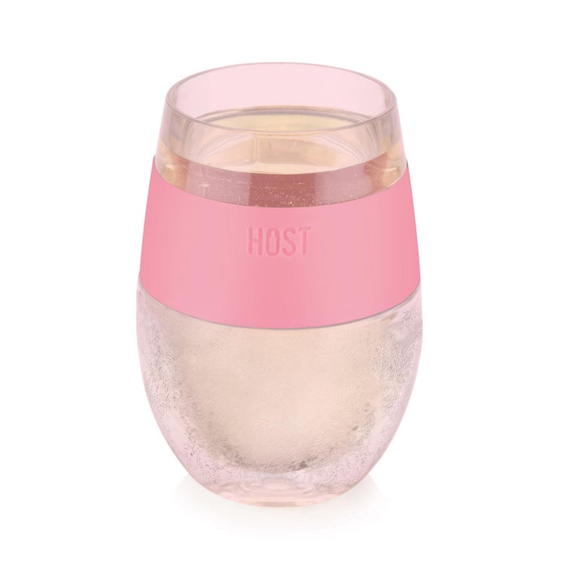 HOST Wine Freeze Cooling Cup, Plastic Double Wall Insulated Freezable Drink Chilling Tumbler with Freezing Gel Wine Glasses for Red and White Wine, Set of 1, 8.5 oz, Pink - Image 1